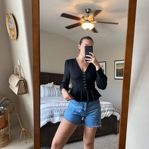 Corset Style Black Blouse